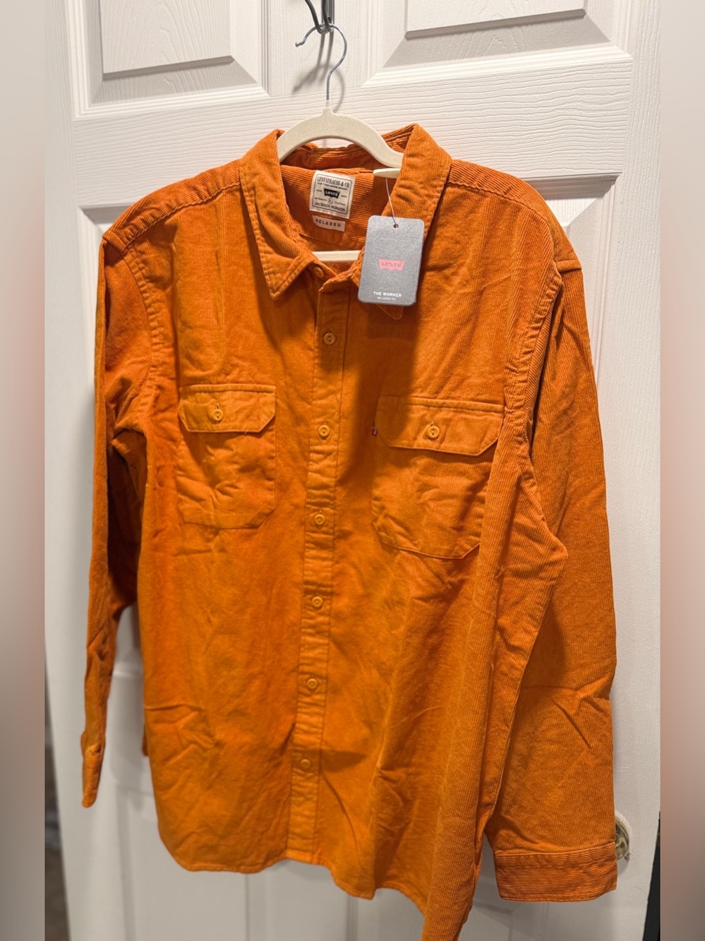 Levi’s The Worker Relaxed Fit Shirt XL Orange Corduroy Workwear NWT - Picture 4 of 10